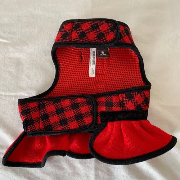 Top Paw Red And Black Plaid Dress Velcro Vest Harness With Bow Size Small (895) - Picture 4 of 9